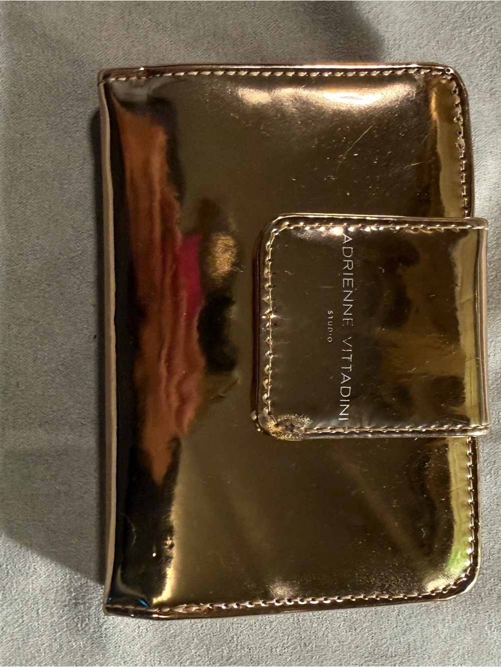 Adrienne Vittadini Shiny Metallic Gold Compact Wallet